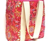 Bright Pink and Blue Floral Market Shopping Bag Tote  BETH