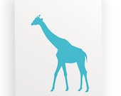 Mod Giraffe Zoo Art Print - Modern Silhouette Animal Print in Your Choice of Color 8x10