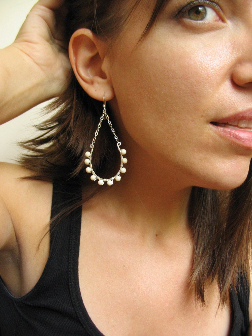 Large Earrings, Beaded Earrings, Chandelier Earrings, Sterling Silver, Long Earrings - Sanibel Earrings