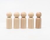 5 little kids peg dolls- size 1.5" tall - do it yourself natural wooden doll bodies peg dolls wooden dolls