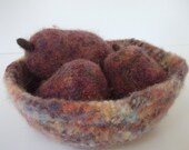 rustic bowl with trio of autumn pears