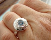 Alternative Engagement Ring. Aquamarine Ring. Wood Grain Ring. Faux Bois Ring. Tree Branch Ring. Silver Ring. Dimaond Alternative Ring