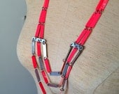 SIMONE - wood, vinyl, gunmetal necklace