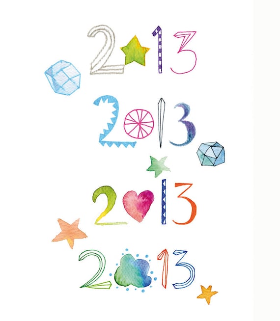 2013 New Year Card/Typography Multicolor Card