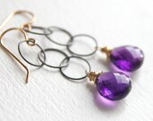 Amethyst Earrings in 14k gold fill and oxidized sterling silver
