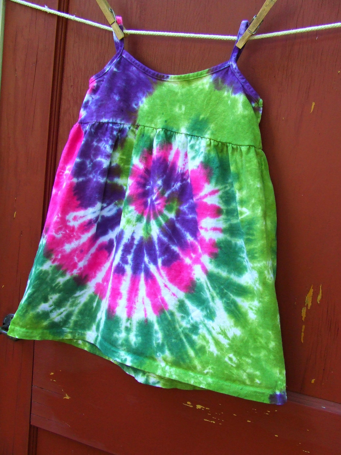 Tie Dye Summer Sun Dress - 4T - Rosebud Swirl - Ready to Ship