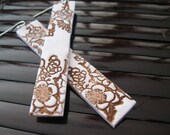 Long ivory earrings Asian style antique floral, handmade jewelry by theshagbag on Etsy
