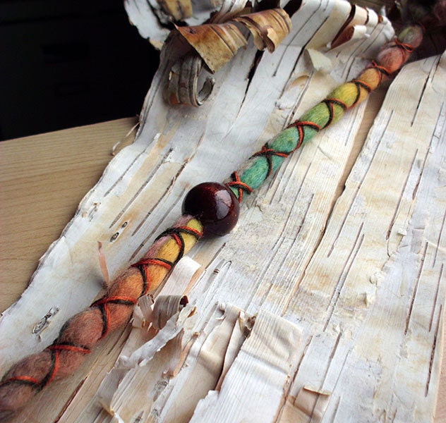 1 Custom Tie-Dye Wool Dread Wrap Multi Color with X-Cross Wrap & Bead Bohemian Hippie Dreadlocks Tribal Falls Synthetic Boho Extensions