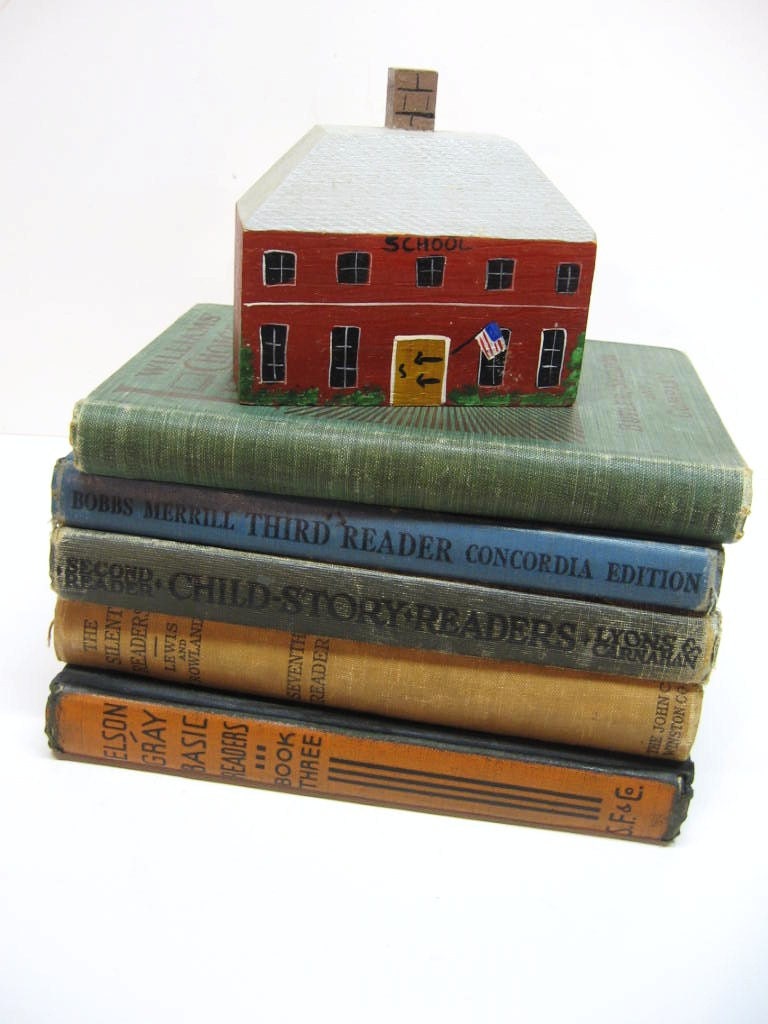 Vintage Childrens School Books - Elementary Readers - Back to School - Instant Library - Shabby