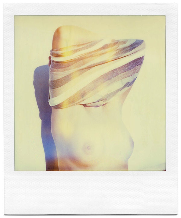 Art nude vintage like polaroid print giclee archival 4x5 inches, hand signed by its author - pocketmemories