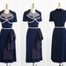 r e s e r v e d - vintage 1940s dress / 40s dress / Navy Blue Beaded Illusion Neckline Evening Dress with Hip Swag / custom designer couture
