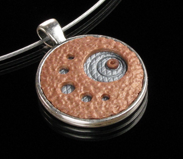 Concentric Circle Necklace - Circle Pendant - Art Pendant - Polymer Clay Jewelry - Art Jewelry - Clay Jewelry - Silver Jewelry