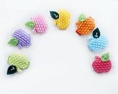 Set of 7... Textured apple  hair clip - no slip snap clip