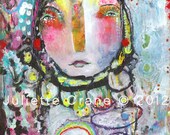 Raw Art, Primitive Print- You Are Enough-an 8x10 inch Print of a Reproduction of the Original Painting by Juliette Crane