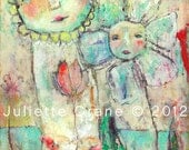 Whimsical Mixed Media Painting- Together- 8x10 inch Print of the Original Painting by Juliette Crane