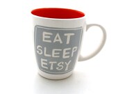 Funny Etsy Mug Orange and Grey