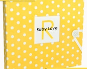 Modern Baby Memory Book . Yellow Baby Dot Album . Ruby Love Baby Memory Book