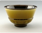 Olive Green Porcelain Bowl With Black Interior