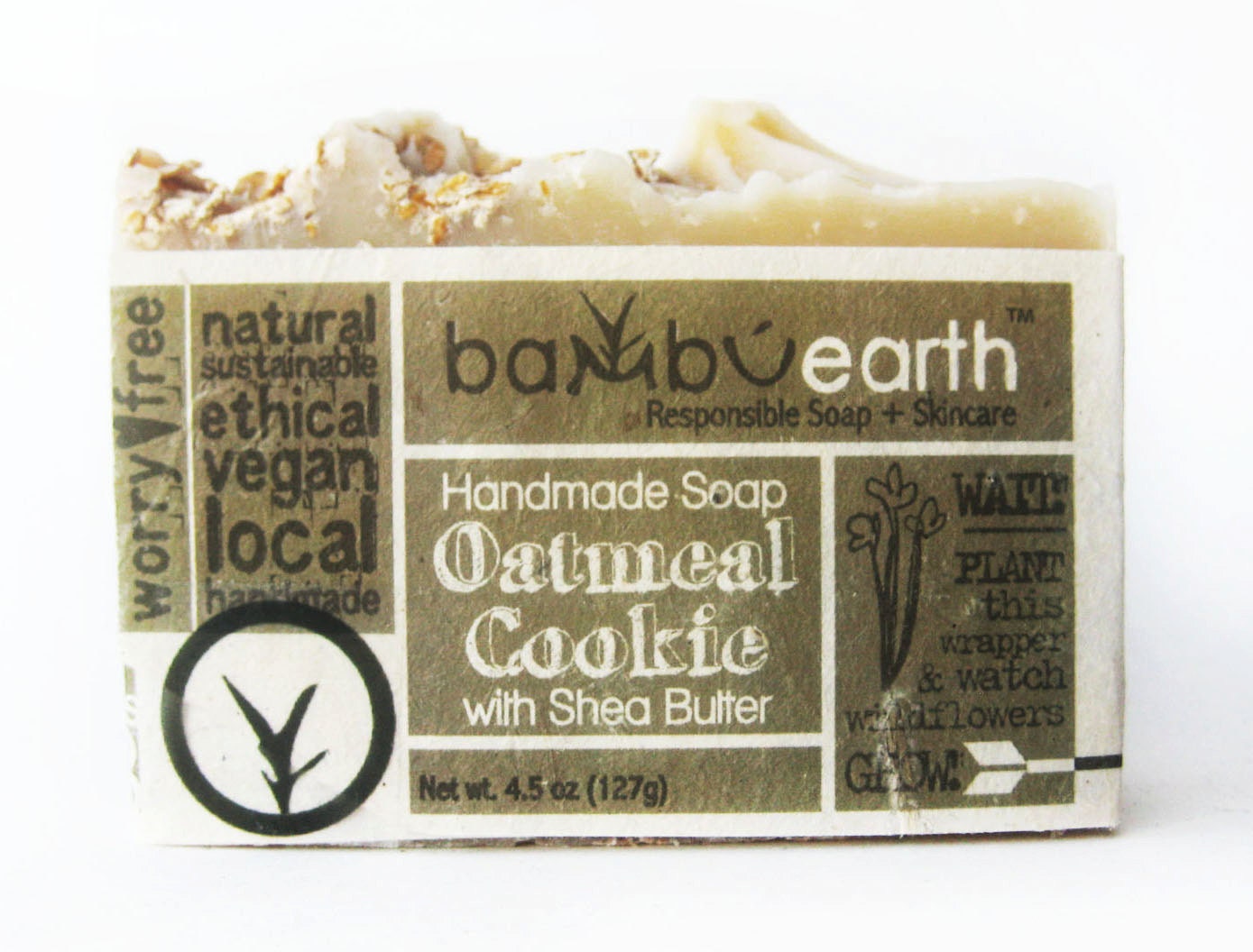 Oatmeal Cookie Soap with Cocoa Butter and Real Oats LABEL Grows WILDFLOWERS