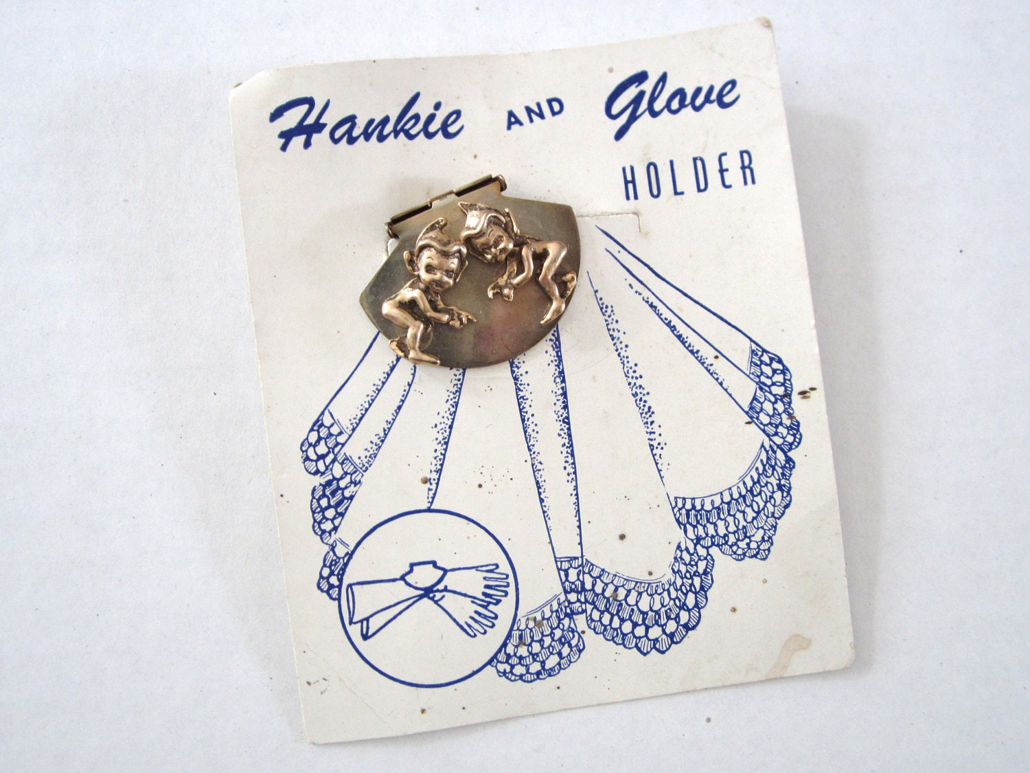SALE Vintage Pin Brooch Hankie Glove Scarf Holder