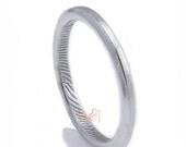 2.5mm Narrow Width Sterling Beveled Edge Custom Fingerprint Wedding/Commitment Band or Guard Ring