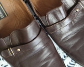 SALE // brown leather loafer heels 7 7.5