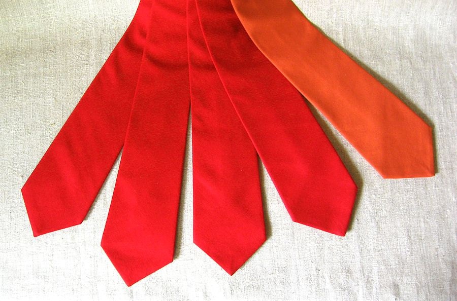 groomsmen solid cotton neckties - set of five in your wedding colors