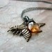 Bee charm necklace wire wrapped quartz necklace honey sterling silver brass stamping - The Beekeeper