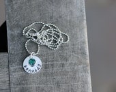 Sterling Silver Personalized Necklace with Birthstone