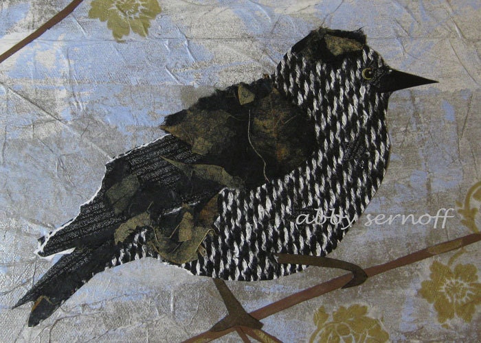 Starling ACEO print - Art Print of Bird Collage