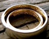 Baby Palm Prints on Wedding Bands in Two Tone 14K White Yellow Gold and 18K White Yellow Gold Size 9/5.5mm & 4/3.5mm
