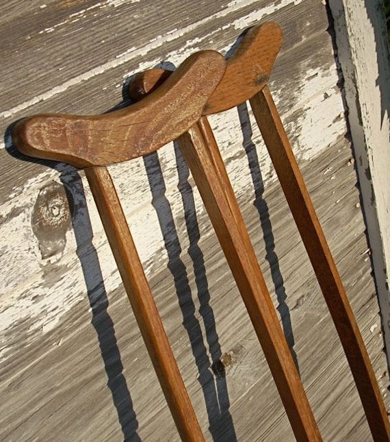 Vintage Oak Pair Crutches Wood Primitive Decor By WestbrookFarm