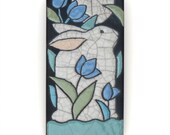 Rabbit  Art ,Bunny,Ceramic tile,handmade 3x6 raku fired art tile, wall art, home decor