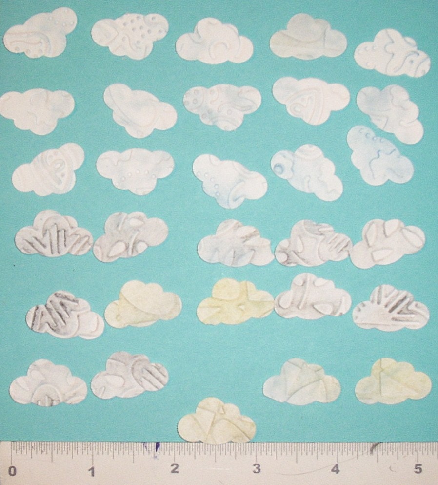 Paper CLOUDS EMBOSSED 30 pcs    rain and shine