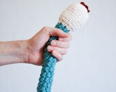 Big Crochet Flower Toy  - Cotton and Acrylic - My Little Garden - Turquoise Natural White Ecru Dark Red Maroon Bordeaux  - OOAK