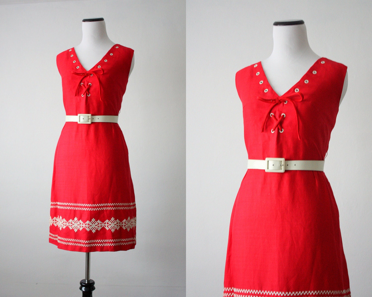1960s dress - red party dress
