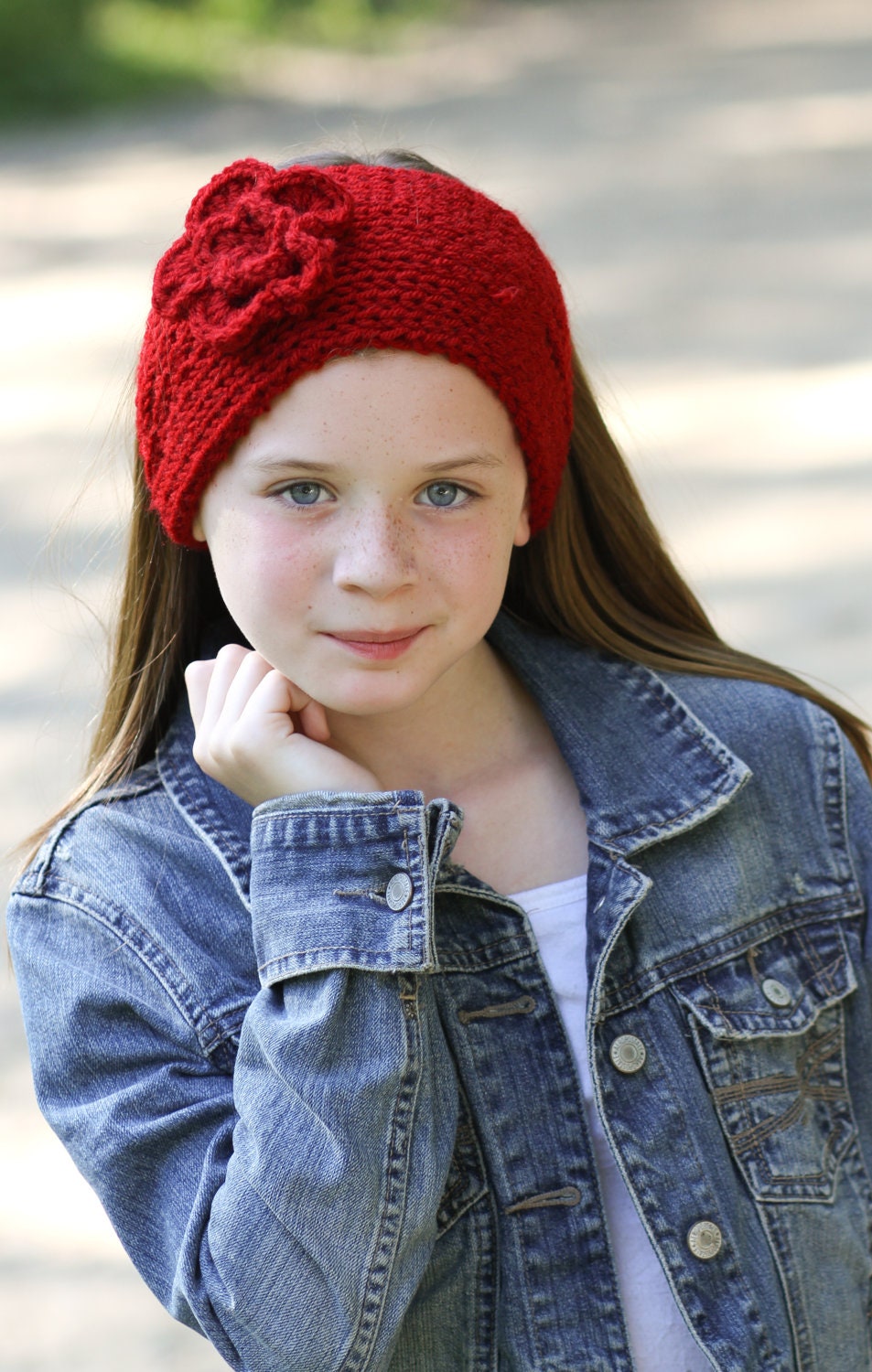 Custom Hand Knit Earwarmer/Headband with Crochet Flower Embellishment
