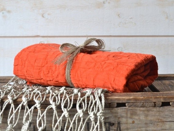 Blanket ECO FRIENDLY French country /Hermes orange Natural Mandarin/picnic blanket