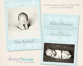 5x7 Birth Announcement Photo Card Template for Photographers INSTANT DOWNLOAD