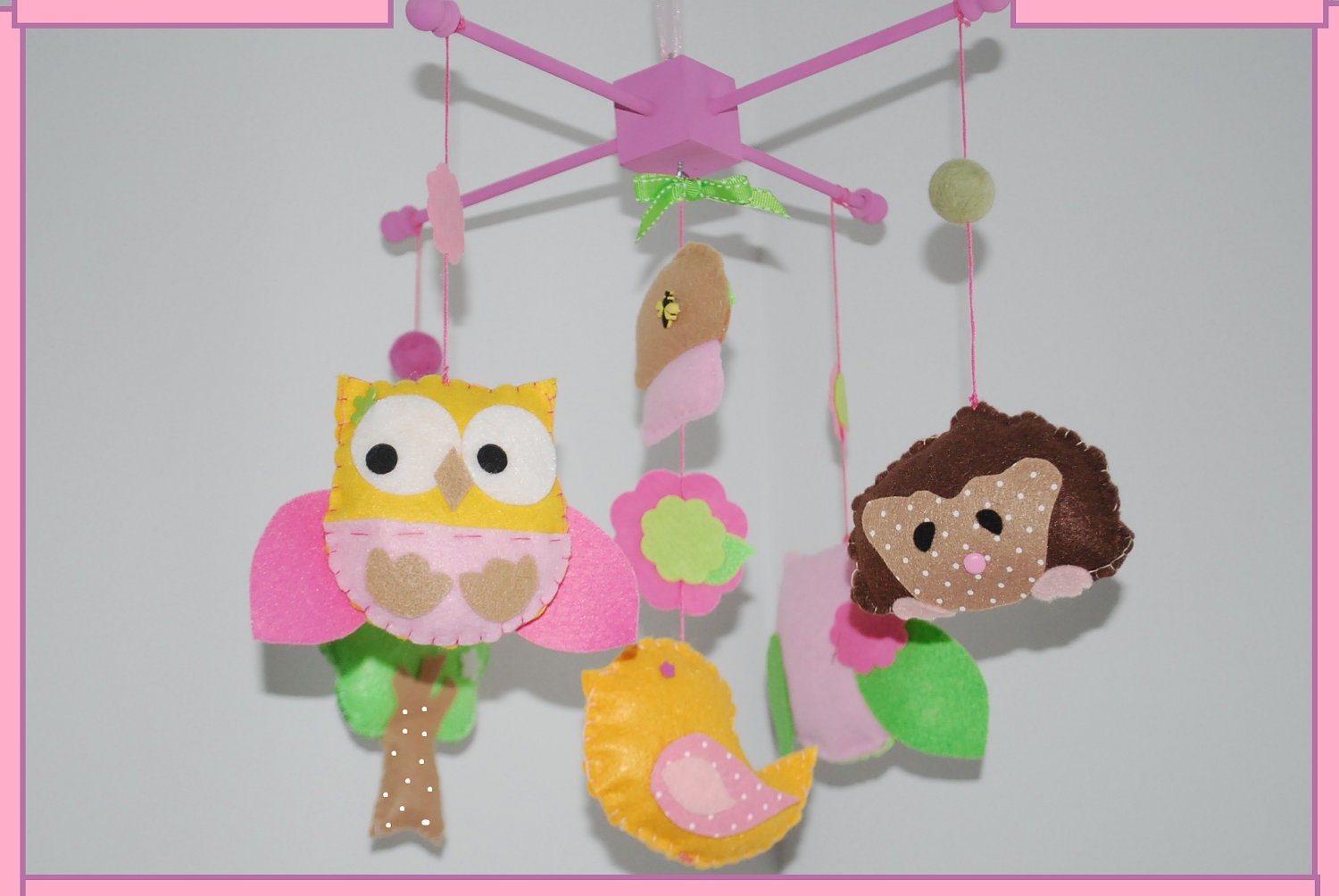 sold out  last one LOVE  and Nature owl handmade baby mobile kids chandelier m2m bedding felt tree bird decor ... so cute