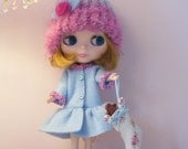 FREE STOCKING INCLUDED.....2 Piece Blythe Outfit....Coat with matching Hat...Alice Blue and Pink