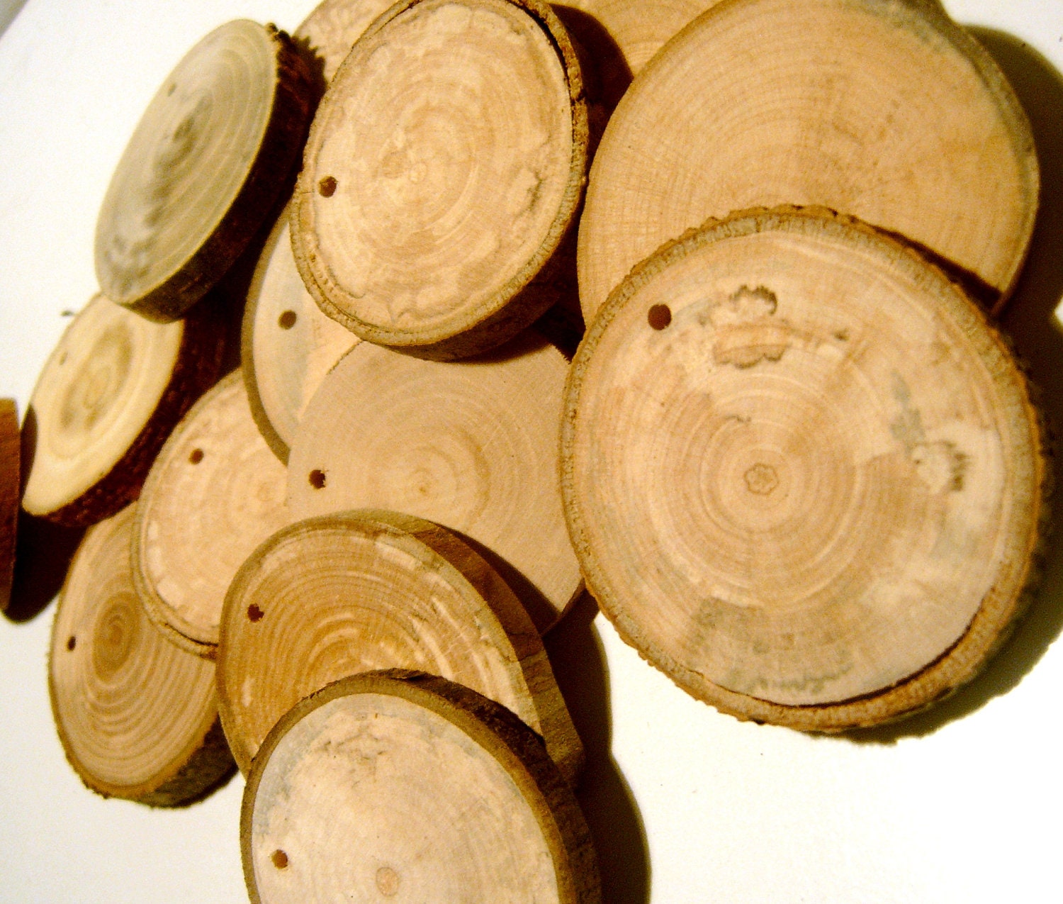400 Assorted Blank Tree Branch Slices 1.5 -2 inch Drilled 20 3-4 inch