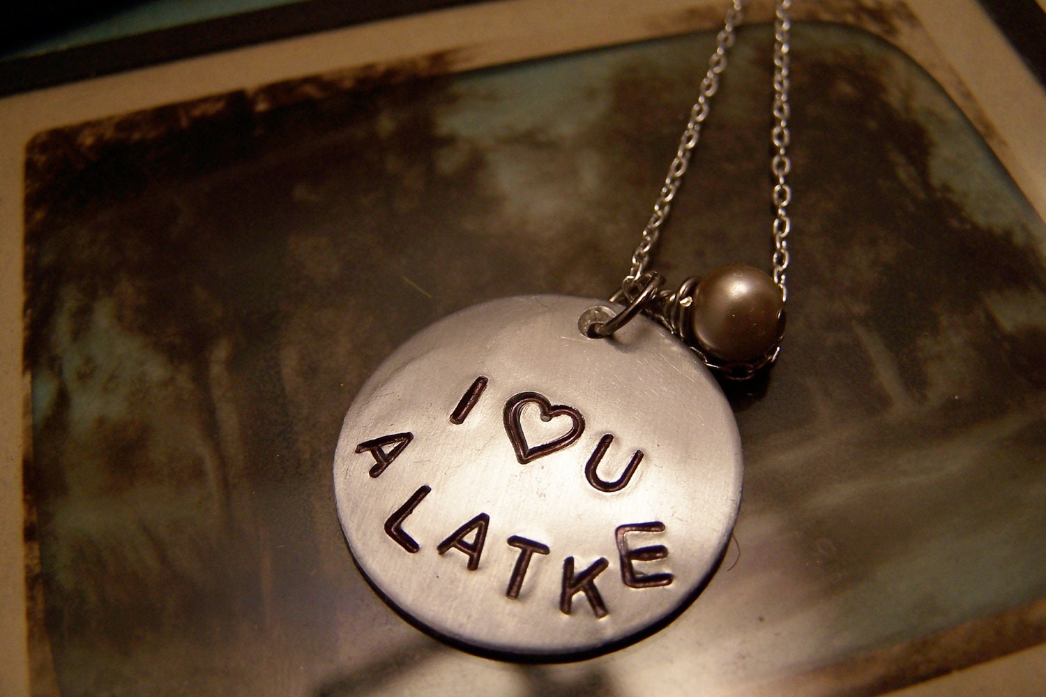 I Love You a Latke Necklace  Silver Version  Hanukkah