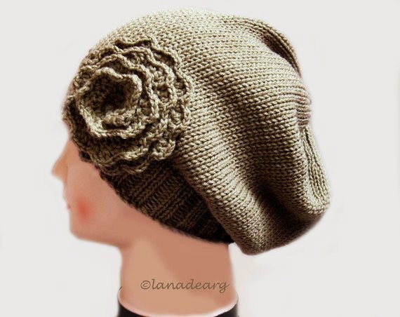 Pattern knit hat beanie slouchy women in PDF n20 by lanadearg