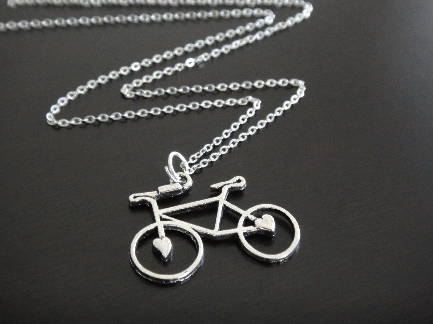 Antique Silver Bicycle Necklace