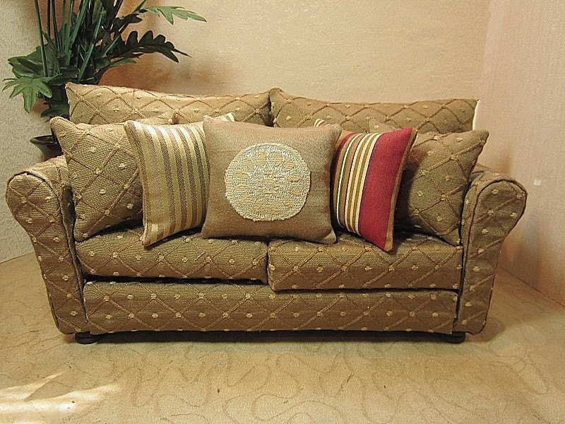 Barbie Sized Furniture - Cocoa Brown Dotted Sofa