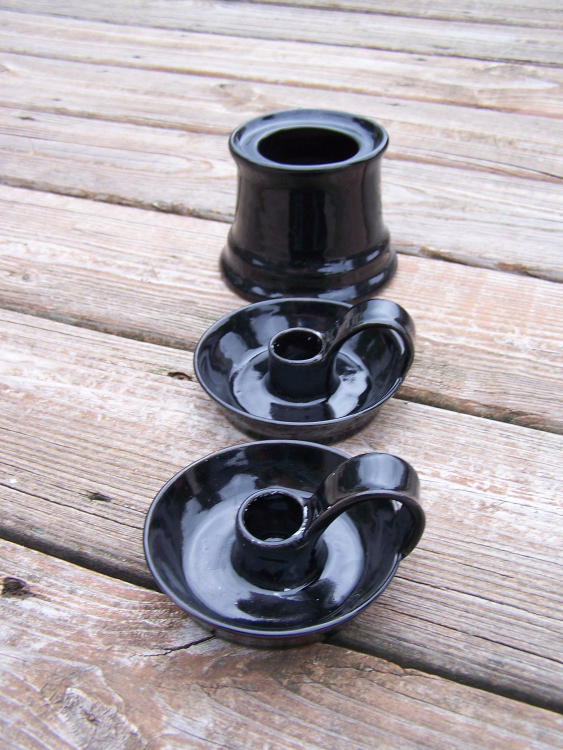 Unity Candle Set in Glossy Black