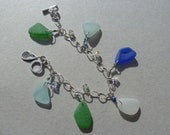 Sea Glass and Sterling Silver Charm Bracelet
