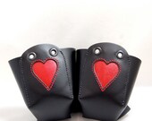 Leather Skate Toe Guards with Red Inlaid  Hearts