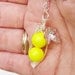 Two Peas In A Pod Neon Yellow Pendant Necklace - Retro Style